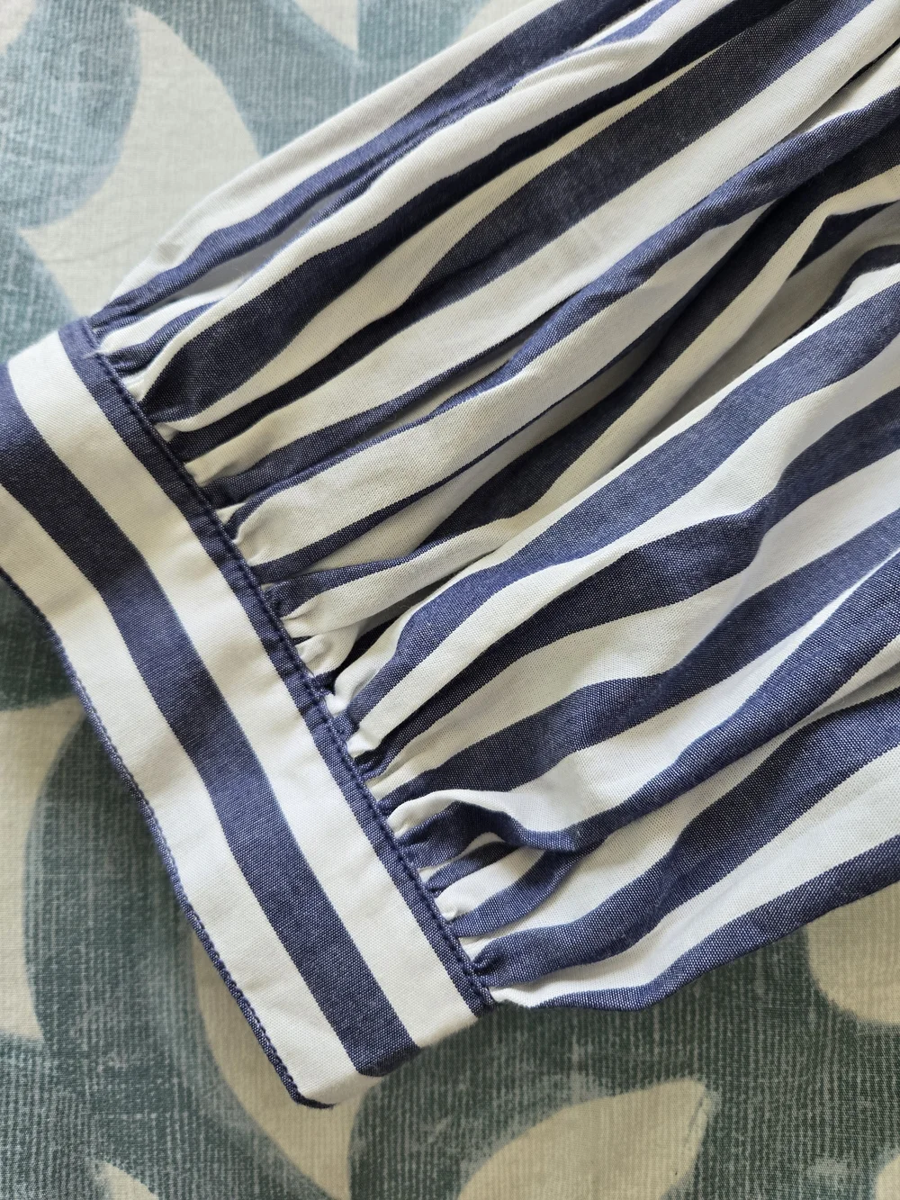 Striped Blue & White Peasant Top - Picture 3 of 12